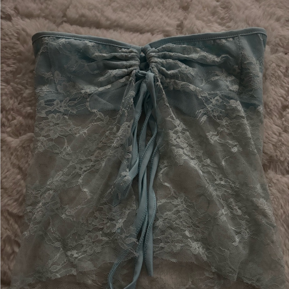 Blue Crop Top with Textured Design